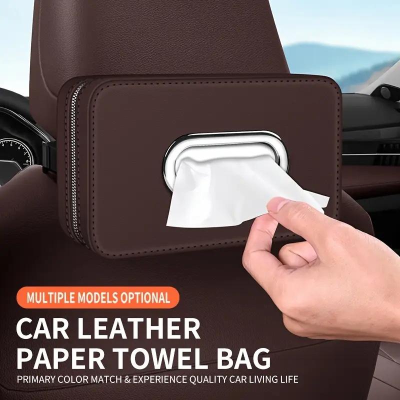 Car Leather Tissue Box With A Simple And High-End Feel, Car Seat Back Armrest Box, Multi-Functional Hanging Tissue Storage Box