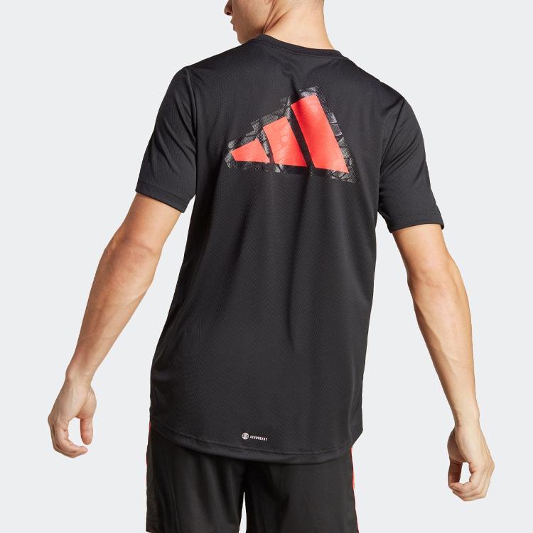 adidas Workout Base Logo Tee Black/Transparent Men Streetwear IB7901