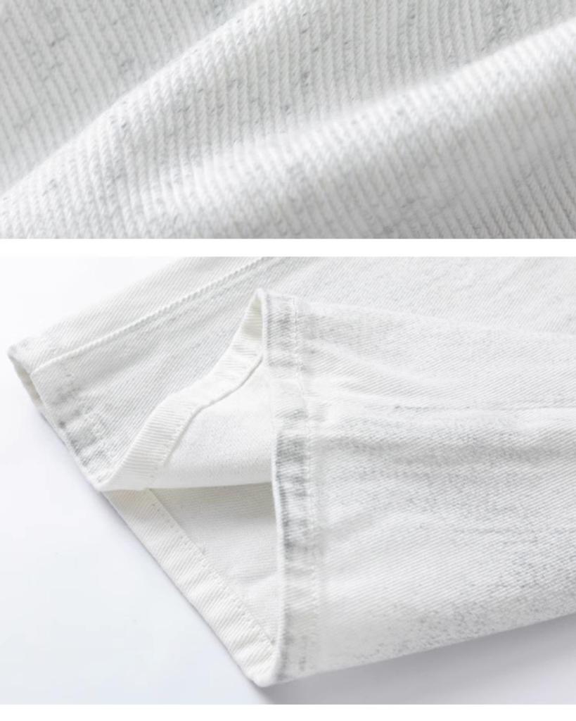 2025 Unisex Distressed Washed Wide-Leg White Gray Jeans - Casual Loose Fit