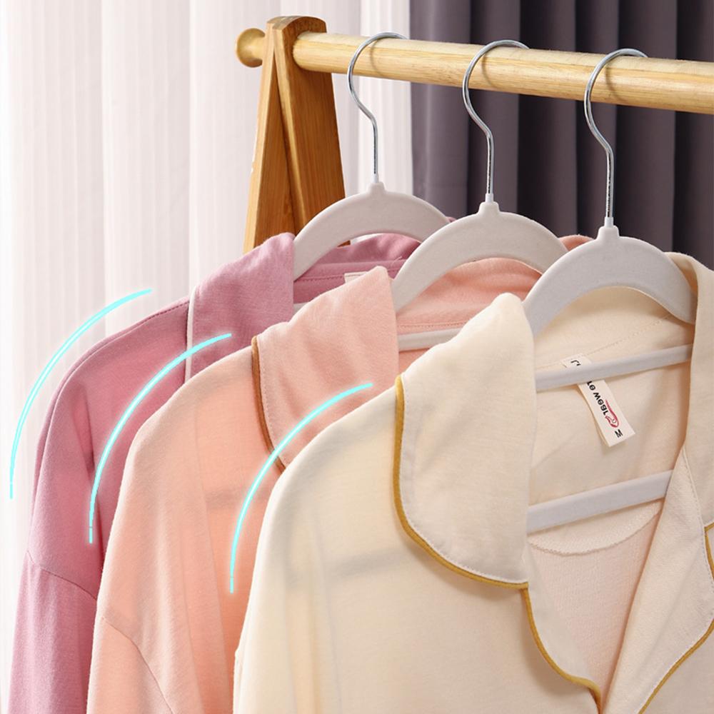 10pcs 42cm Seamless Flocking New Golden Hook Flocking Hanger Dry and Wet Wardrobe Storage Adult Magic Hanger