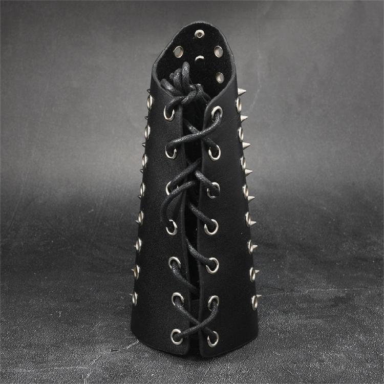Victorian Arm Bracers With Metal Rivets Studs Wax Rope Laceup Design For Theme Occasion Halloween Party Dressingup Props
