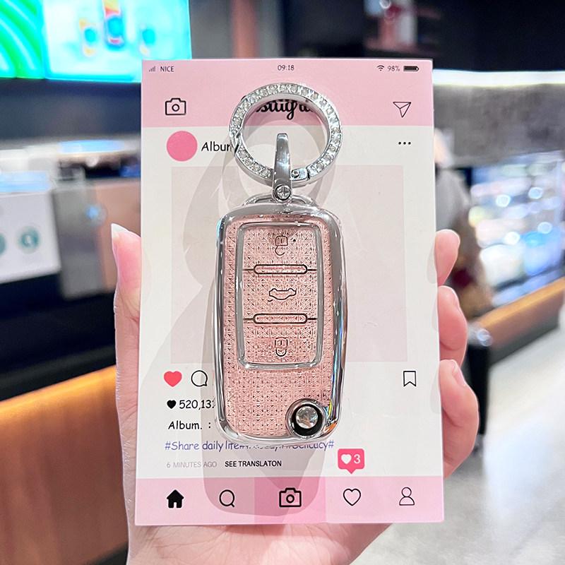 

Pink Tpu For Volkswagen For Vw Golf Mk6 Polo Beetle Tiguan Touran Passat Jetta Skoda Seat Car Key Case Cover For Female Women