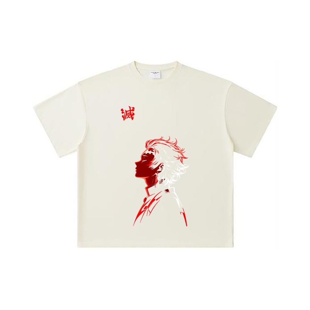 

260 GSM Double Yarn 32 Count 100% Cotton Demon Slayer V108 Tanjiro Print Unisex Heavy Cotton T Shirt S абрикосовый
