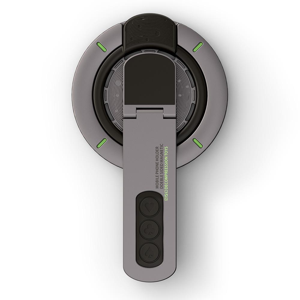 Dual Sided Magnetic Phone Kickstand 360 Degree Rotation Desktop Holder Stress Relief Zinc Alloy Phone Back Stand