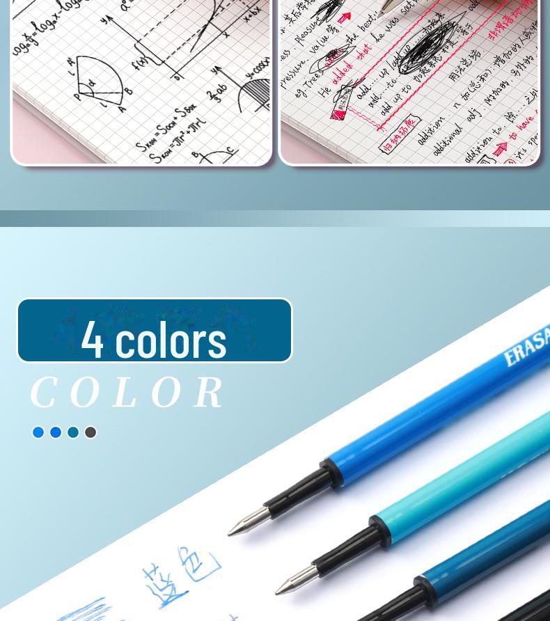 Morning Glory 7701 Varmeslettbar Gelpenn Påfyll - 0,5 mm Svart/Krystallblå med Magisk Viskelær