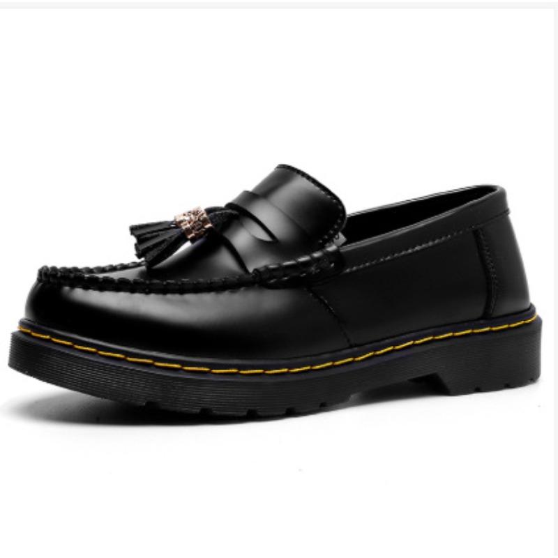 Women's genuine leather low-top small leather shoes fringed loafers student round head casual shoes