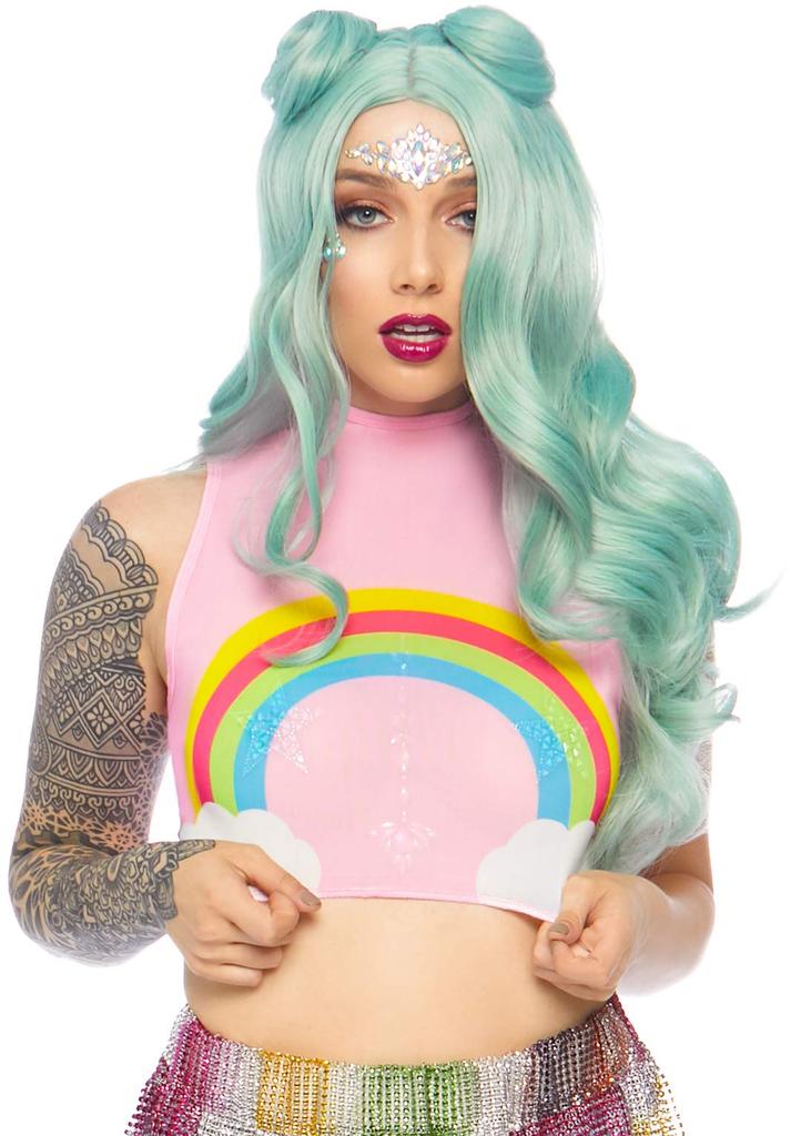 LEG AVENUE Beachy Waves Long Wig with SAGE A2859 24" Buns.