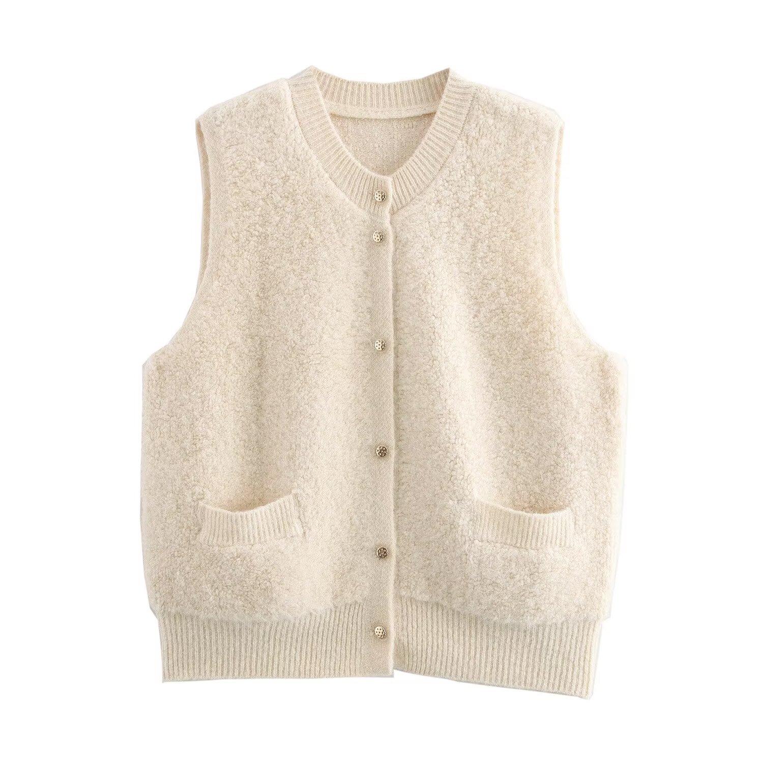 

2024 Autumn Women s Retro European & American Style Sleeveless Knit Vest One Size