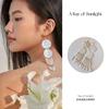 Round shell pearl fringed earrings retro light luxury temperament ear hook fashion versatile high sense earrings women