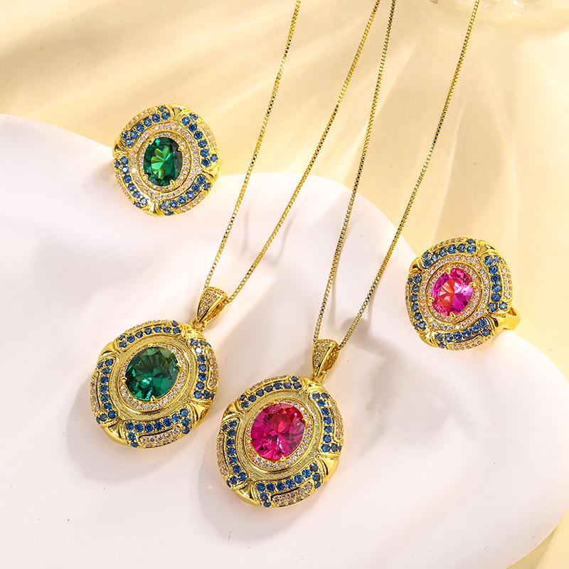 Jewelry Copper Bottom Gold-Plated Simulation Corundum Oval Gold Set Heroine Stone 10 * 12