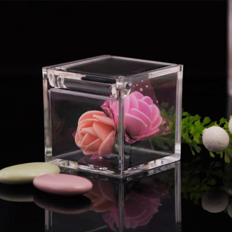 1Pc Transparent Acrylic Boxes With Cover Plastic Organizer Small Gift Square Packing Box Food Candy Storage Container For Home