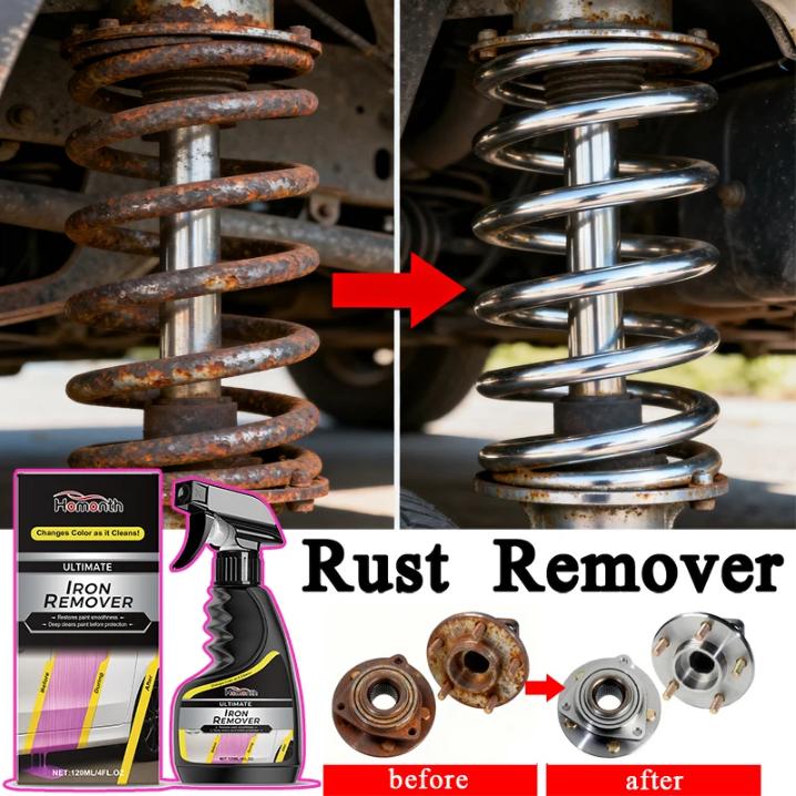 Car quick-care rust remover spray, car exhaust pipe rust remover, car wheel rim rust remover, metal powder cleaner