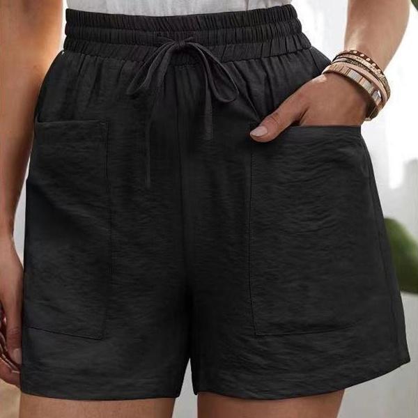 Women's Summer Casual High Waist Pocket Shorts Fashion Loose Beach Shorts Ladies Solid Shorts Plus Size
