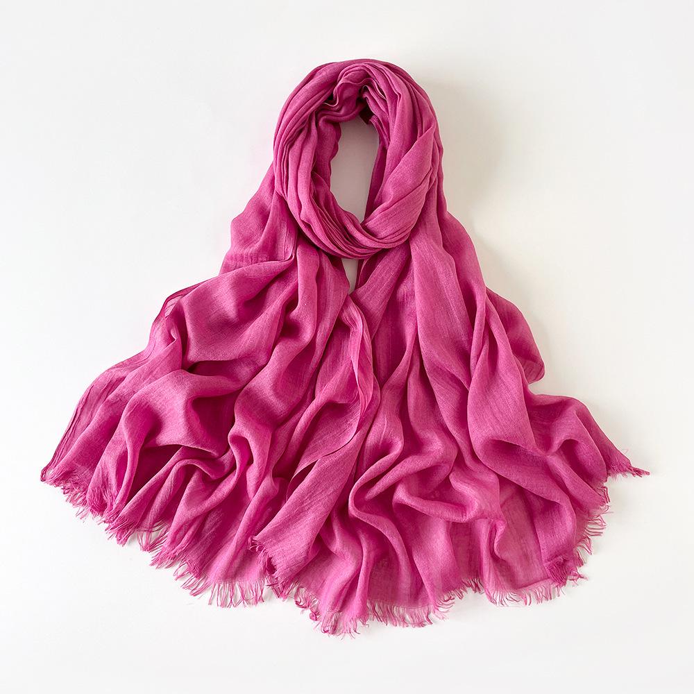 Summer versatile cotton and linen scarf shawl lengthened solid color yarn shawl sunscreen shawl simple scarf silk scarf women
