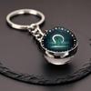 Kulatý svítící krystal zvěrokruhu Keychain - Panna & Lev