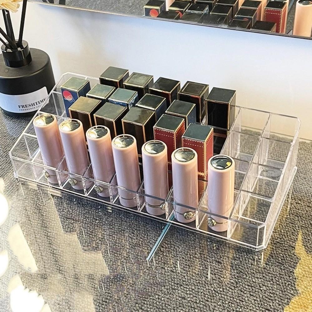 New 12/18/36 Grid Lipstick Storage Box Clear Acrylic Lipstick Case Nail Polish Display Stand Holder Shelf Storage