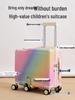 Girls' Lightweight 20" Carry-On Ride-On Suitcase with Combination Lock for Elementary Students