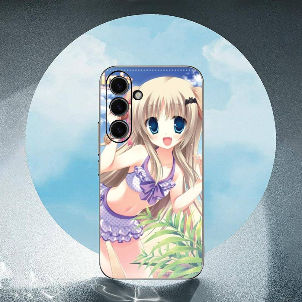 Cartoon Girl Luxury Black Phone Case For Samsung Galaxy S23 S24 S25 Ultra S22 Plus S21