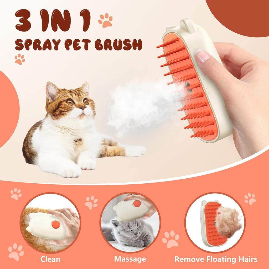 Pet Steam Brush Dog Cat Grooming Massaging Comb Pet Shedding Brush For Short & Long Haired Kittens Loose Hair Removal Puppies