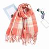 Soft Knitted Wool Shawl Contrast Color Long Neckscarf with Tassel Soft Classic Plaid Scarf  Women