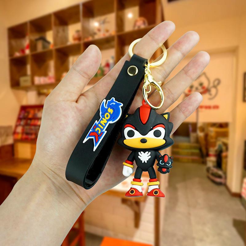  Porte-clés Vibrant Sonic The Hedgehog Dessin Animé Caoutchouc Porte-clés Accessoire Sac Voiture