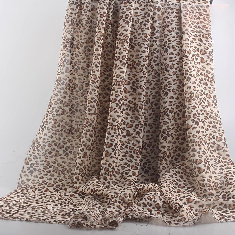 100x150cm 75D Imprimeu Leopard Șifon Material Rochie de Var cu Bretele Protecție Solară Subțire Transparentă Cădere Liberă Material Șifon Fără Șifonare