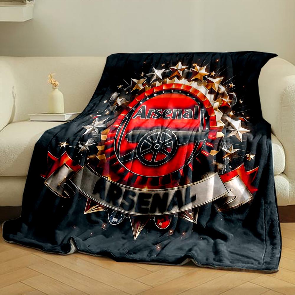 Arsenal Logo Black Designed Flannel blanket for bedroom, living room, sofa, and nap