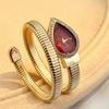 Damen Armbanduhr mit Tropfenförmigem Kopf und Schlangenförmigem Armband