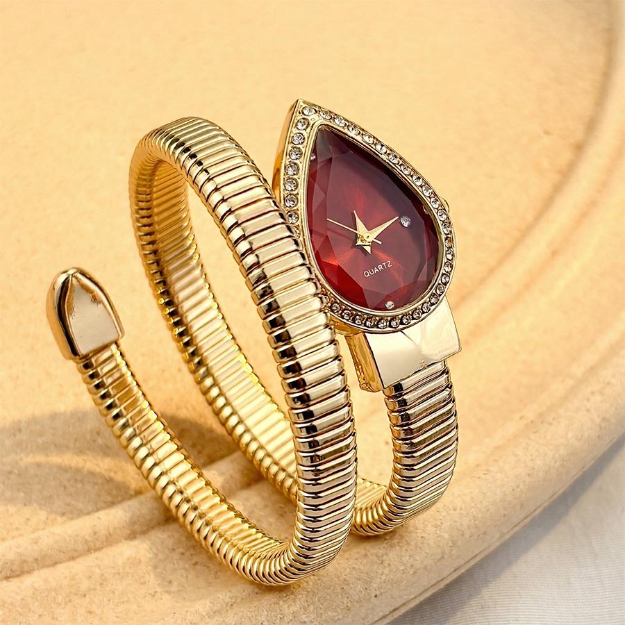 Damen Armbanduhr mit Tropfenförmigem Kopf und Schlangenförmigem Armband