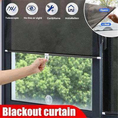 Sunshade Roller Blinds Suction Cup Blackout Curtains For Living Room Car Bedroom Kitchen Office Free-Perforated Window