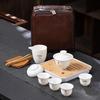 Mutton-fat Jade Outdoor Travel Tea Set