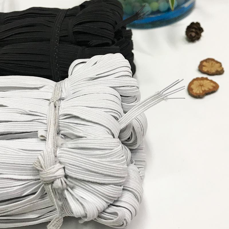 Black and White Flat Latex Elastic Band - Low Elasticity for Clothing