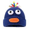 Women Knitted Hat Sausage Mouth Design Ear Protection Warm Hat 3D Big Eyes Versatile Hat Winter Accessory