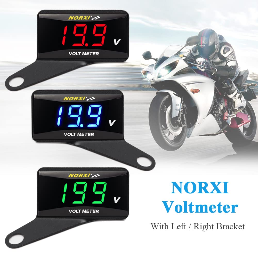Norxi Motorcycle Voltmeter Waterproof Voltmeter for Motorcycles, Motorcycles, and Scooters,