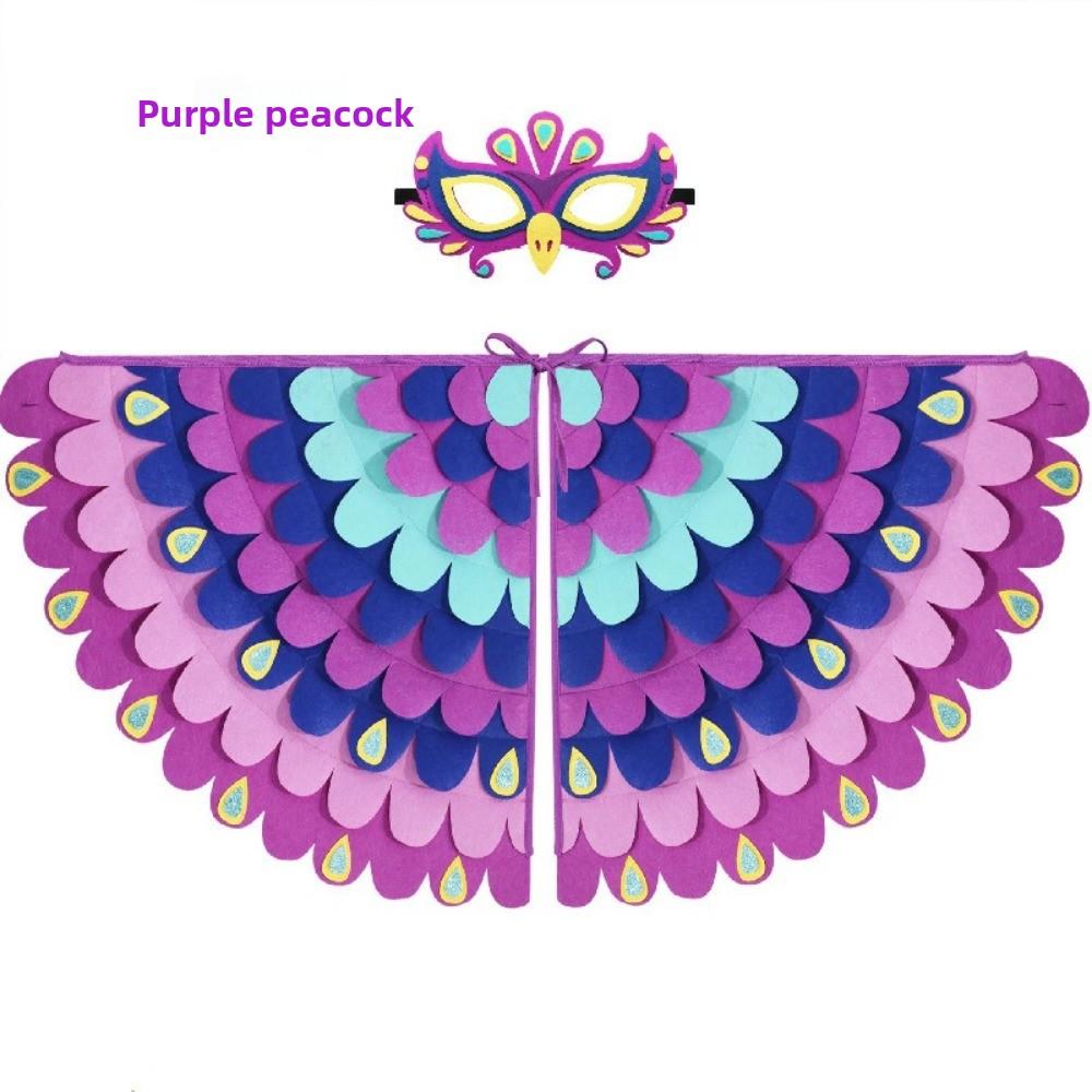 Bird Wings Halloween Cloak with Mask Robe Cape Mask Set Creative Halloween Children Costume  Party