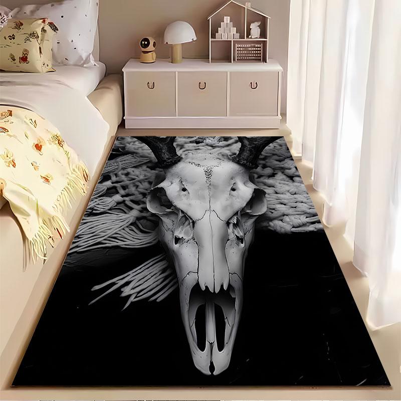 Deer Skull with Antlers Design suitable as a non-slip mat for the living room or bedroom sofa