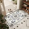 Blau-Weißes Blumen-Fußabtreter Rutschfester Eingangs-Teppich Vintage Mediterranes Muster Bodenmatte für Hauseingang Innen Außen