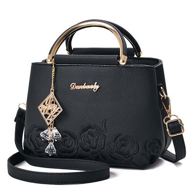 Sac à main Femme Cuir Pu Noir Impression Fleurs Sac bandoulière Femme Sacs fourre-tout CLE