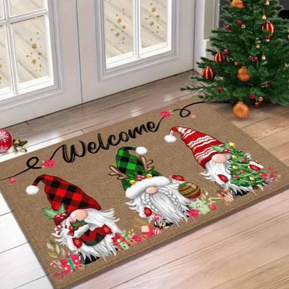 1pc Christmas Dwarf Welcome Door Mat Gingerbread Man Christmas Gift Mat That Perfect for Home and Christmas Decoration Doorways