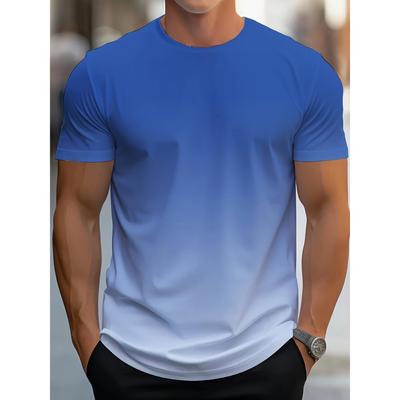 Maglietta da uomo con stampa 3D e motivo a gradiente di colore, casual, traspirante, a maniche corte, per attività all'aperto, estiva.