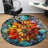 1pc Stained Glass Mandala Office Round Area Rug, Under Office Chairs Bedroom Living Room Home Decor, Room Deco