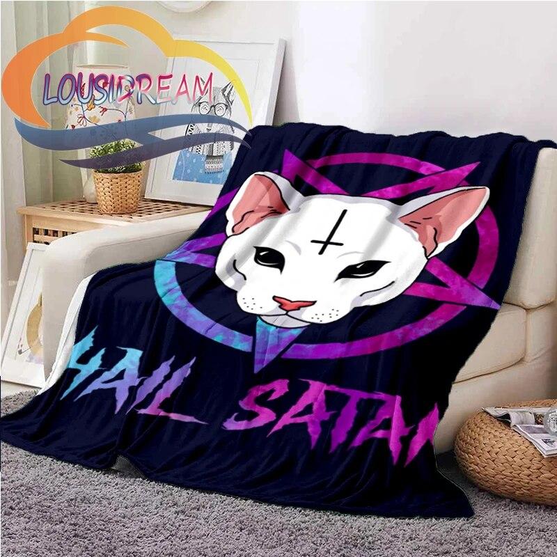 Záhadná kočka a Satan  Načechtaná deka  Teplo Měkký plyšový přehoz na pohovku  čtvercová  deka Turistická deka{Přizpůsobte si svou fotografii}