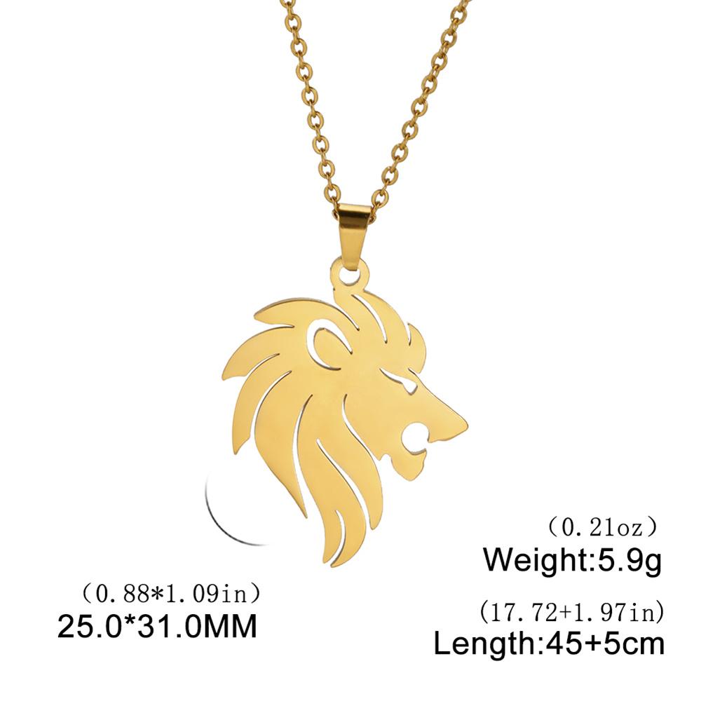 My Shape Lion King Crown Pendent Necklaces for Men Boys Stainless Steel Punk Animal Wolf Charms Choker Chains Hip Hop Jewelry