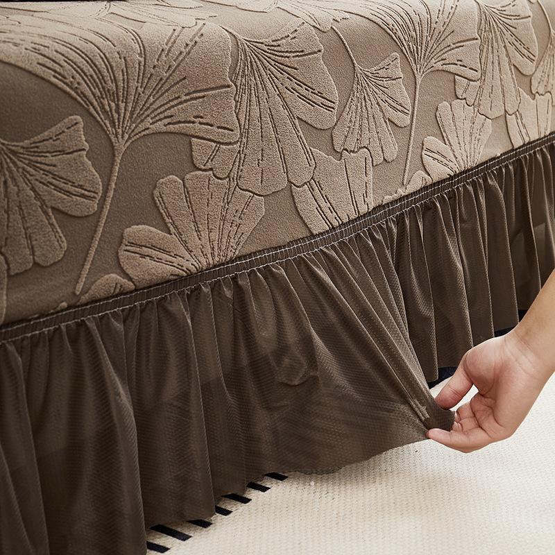 Ginkgo Leaf Skirted Sofa Cover All Inclusive All Purpose Set  All Season Universal New Anti Cat Scratch Elastic Protective Cover