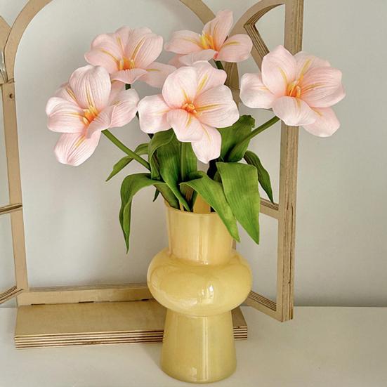 5 Pcs Real Touch Artificial Flower Faux Full Bloom PU Tulip Bouquet with Long Stem for Mother's Day Spring Wedding Centerpiece Floral Arrangement