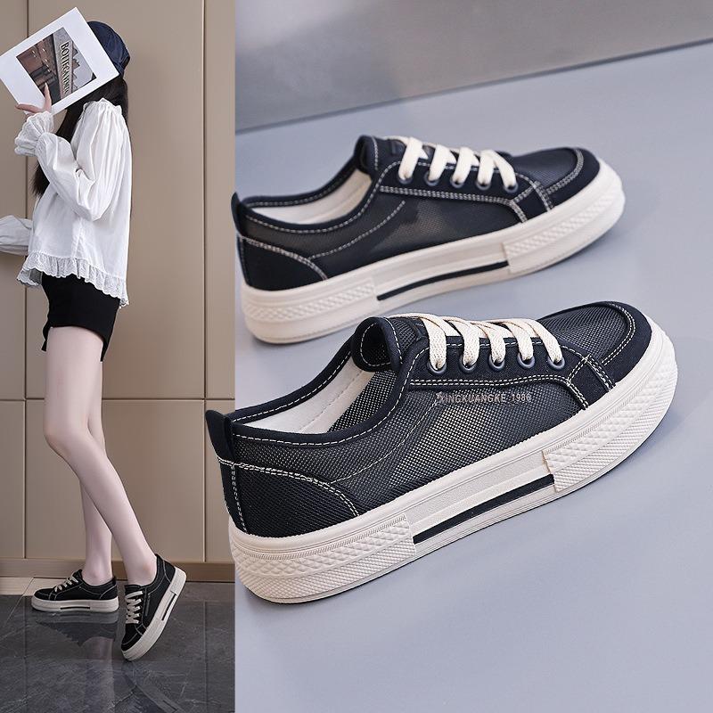 Women Korean Style Breathable Mesh Canvas Soft Sole Casual Low Top Sneakers