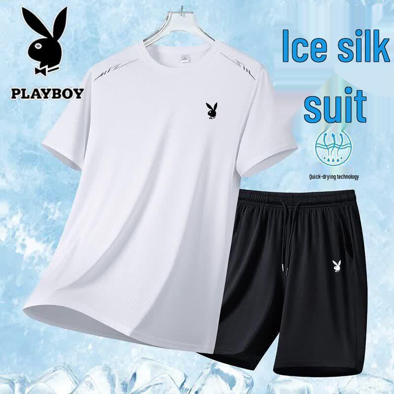 PLAYBOY Men's Summer Short Sleeve T-Shirt & Shorts Set