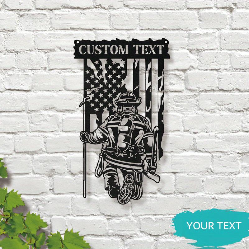 

Custom Tailored US Firefighter Metal Wall Sign, Mountable Contemporary Style for Honoring Firefighters, Wall Sculpture