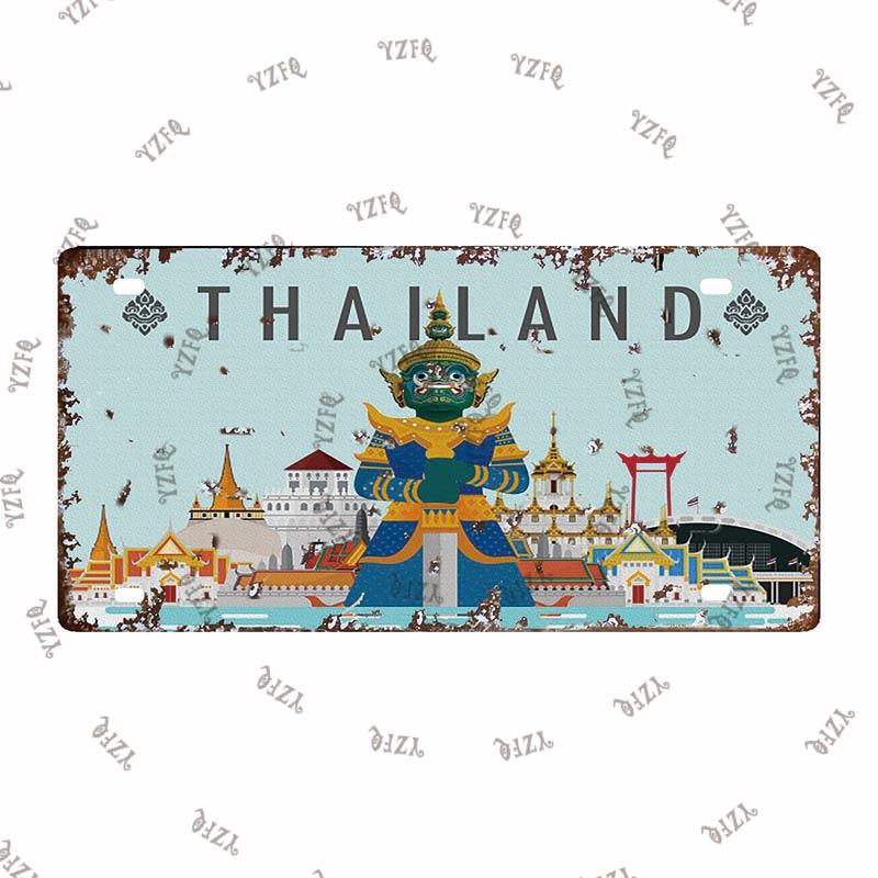 Thailand City Metal Sign Tin Poster 30X15CM Vintage Plate Tourist Souvenirs Wall Bar Home Decor Gift Customizable DC-0314A