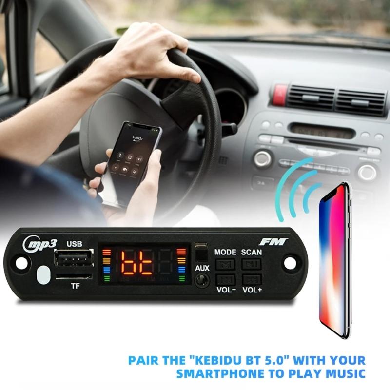 Decoding Module with Remote Control Bluetooth-compatible 5.0 Car MP3 Player USB Decoding Module 2x40W Amplifier